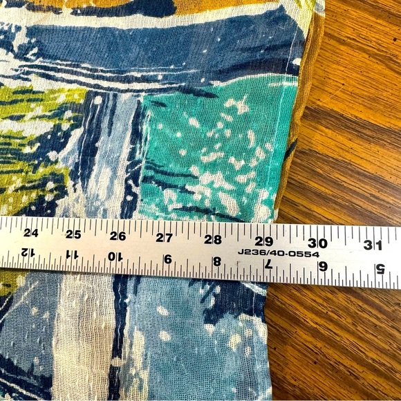 Alfred Dunner Green and Blue Lightweight button down semi-sheer shirt - Picture 7 of 7